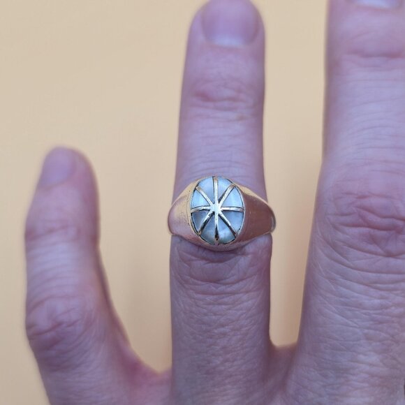 Size 6.5 Sterling Silver 1991 Handmade Unique Shell Band Ring A5375 - Picture 3 of 8